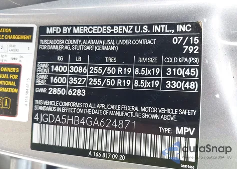 2016 Mercedes-Benz Gle 350 4Matic from USA, damaged, VIN 4JGDA5HB4GA624871